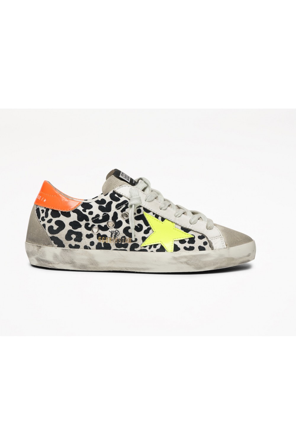 canvas superstar sneakers in leather with glittery star